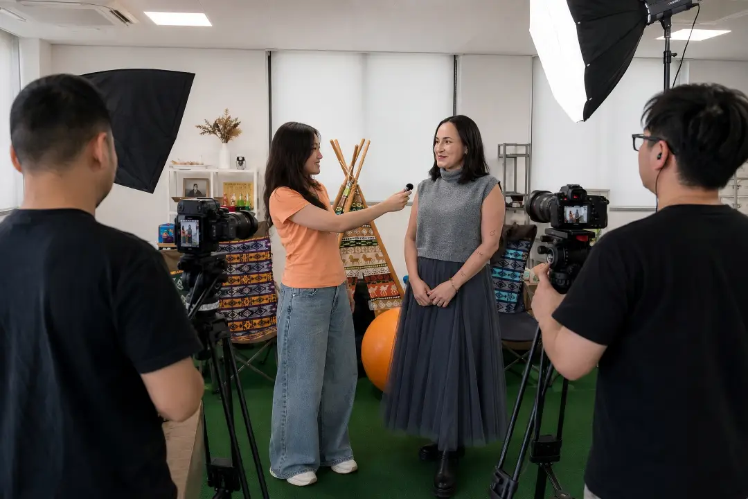 HYUZ Crew filming an interview